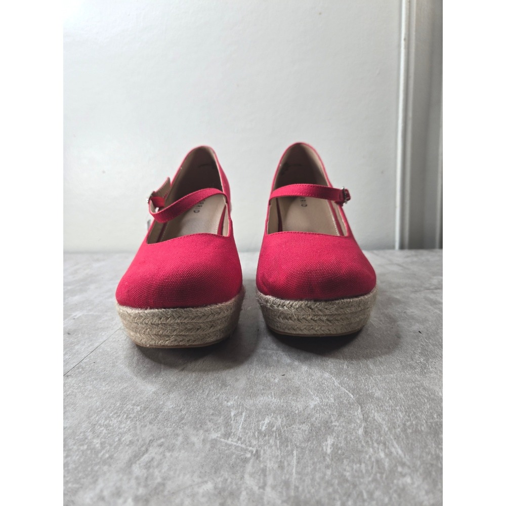 Torrid Mary Jane Espadrille Platform Wedge 10 Wide Fit Red Canvas Retro Pumps - Picture 2 of 10